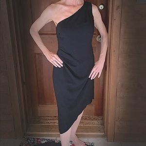 WHBM asymmetrical one shoulder black dress size 2